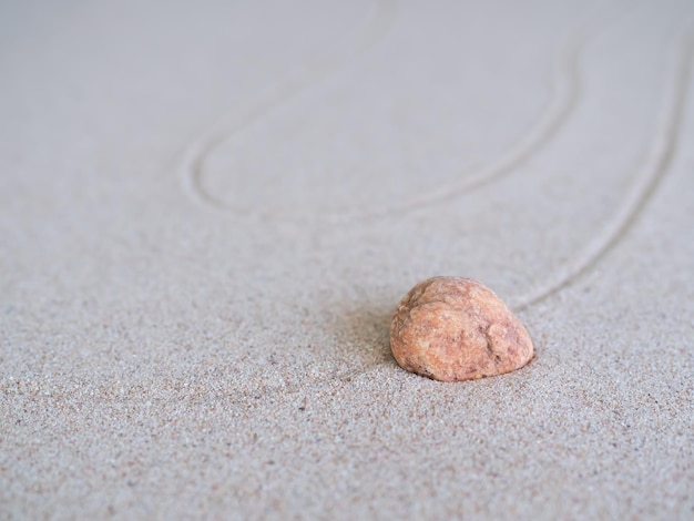 Zen Garden Japan Nature BackgroundCalm Abstract Circle Stone on BeachDesign Pattern Texture Wave Line on Desert SandPebbles Buddhism SymbolsRelax Simplicity Meditation Harmony Aromatherpy Spa