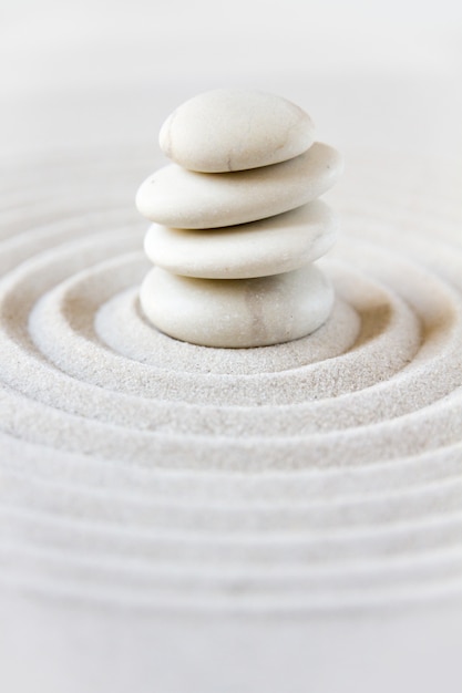 Zen japanese garden, balancing stones