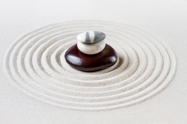 Zen japanese garden, balancing stones