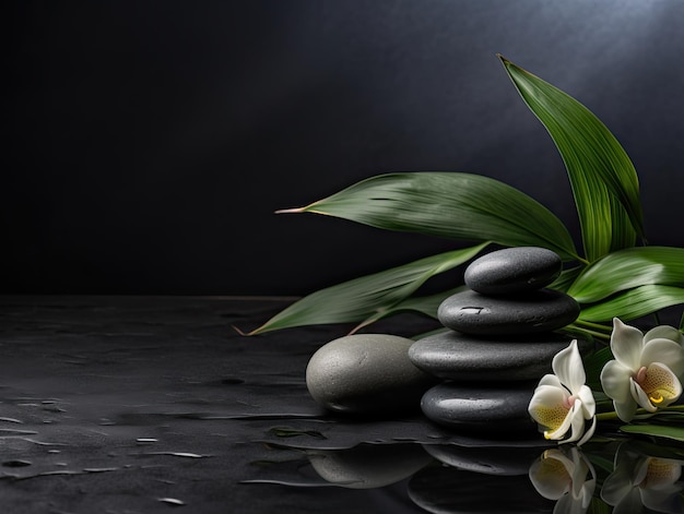 Zen like spa background with flowers and stones
