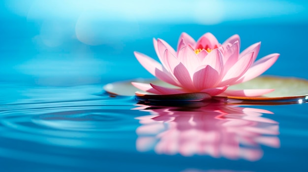 Zen lotus flower on water meditation and spirituality concept Generative AI