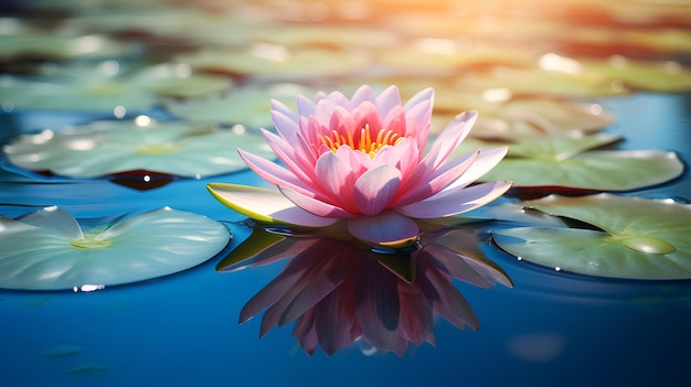 Zen Lotus Flower on Water Meditation and Spirituality