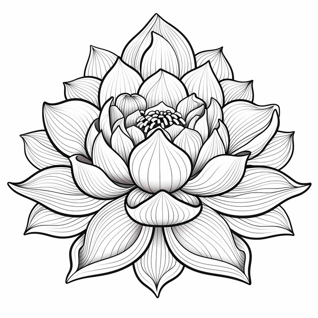 Photo zen lotus intricate black and white adult coloring page with line art