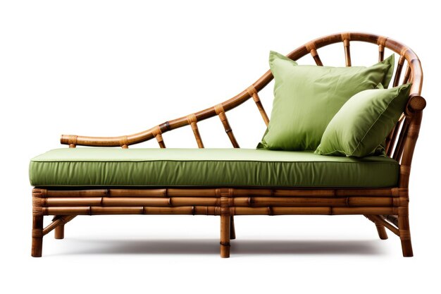 Photo zen lounging embrace serenity with an elegant bamboo chaise lounge isolated on white background