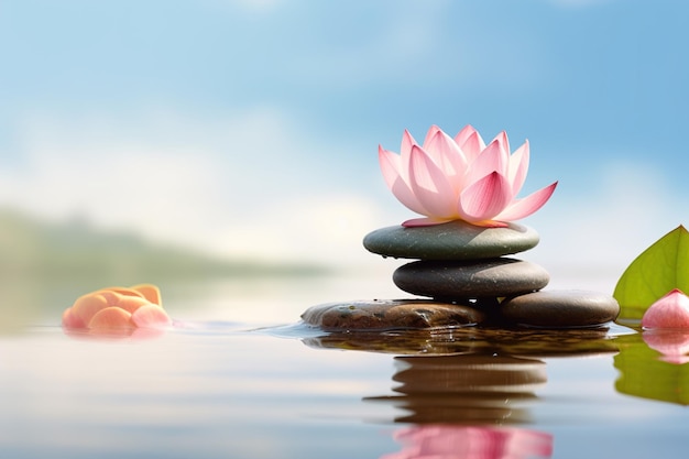 Гармония дзен-медитации Красивый цветок лотоса