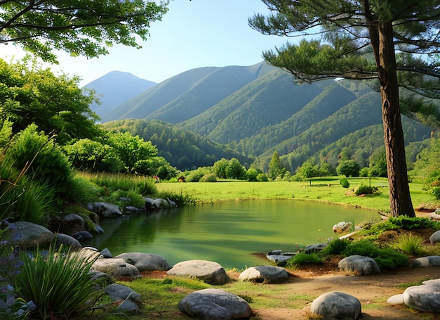 Zen meditation landscape Calm and spiritual nature environment