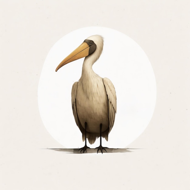 Photo zen minimalism pelican illustration with caricaturelike touch