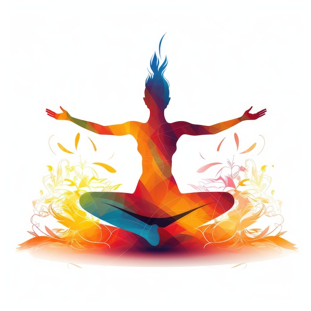 Zen Motion Yoga Pose Icon in Vector Graphics Reverberates on White Canvas