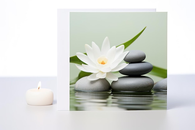 Zen- of spa-groet- of uitnodigingskaart met boeiende compositie, rust en vrede