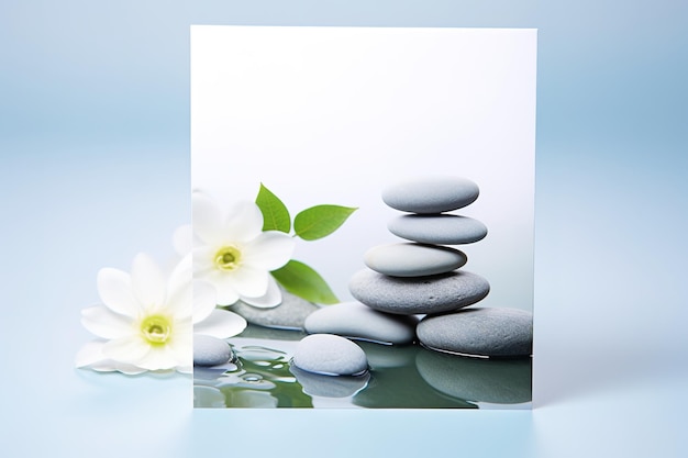 Foto zen- of spa-groet- of uitnodigingskaart met boeiende compositie, rust en vrede