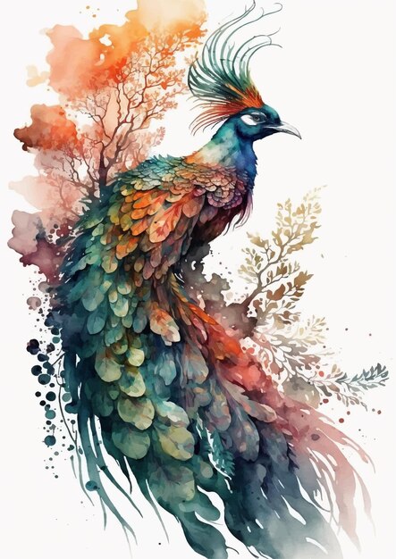 Zen Peacock Watercolor Design