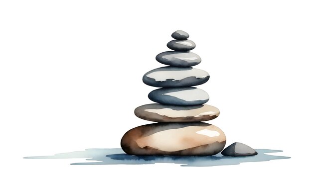 Zen Rock Stacking Illustration Digitale schilderkunst Smooth Stone Yoga Relax Achtergrondontwerp