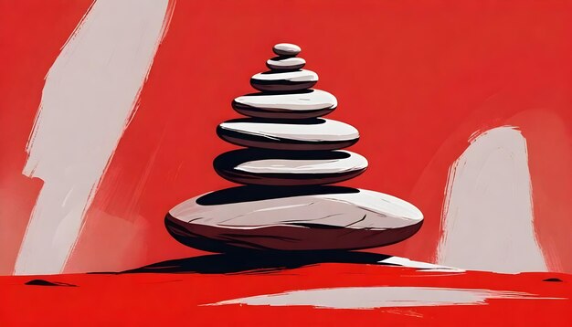 Foto zen rock stacking illustration digitale schilderkunst smooth stone yoga relax achtergrondontwerp