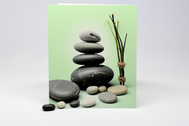 Zen or spa greeting or invitation card with captivating composition tranquility and peaceful
