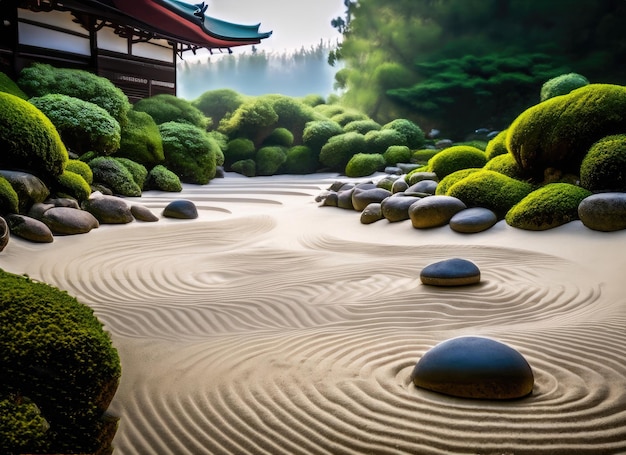 Photo a zen stone garden landscape