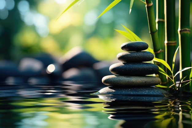 Zen stones in the pond