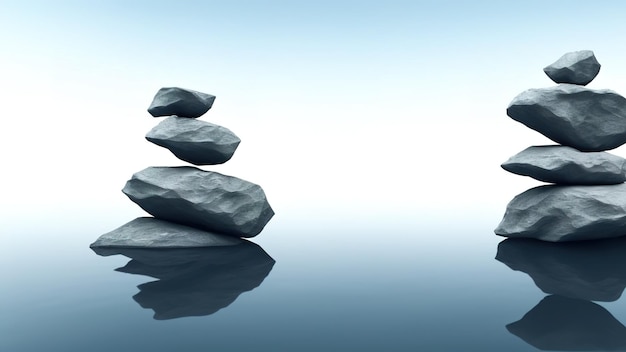 Zen stones in water 3d illustration