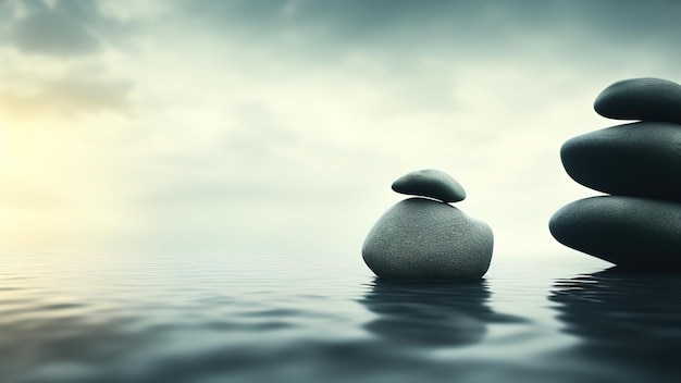 Zen stones in water 3d illustration