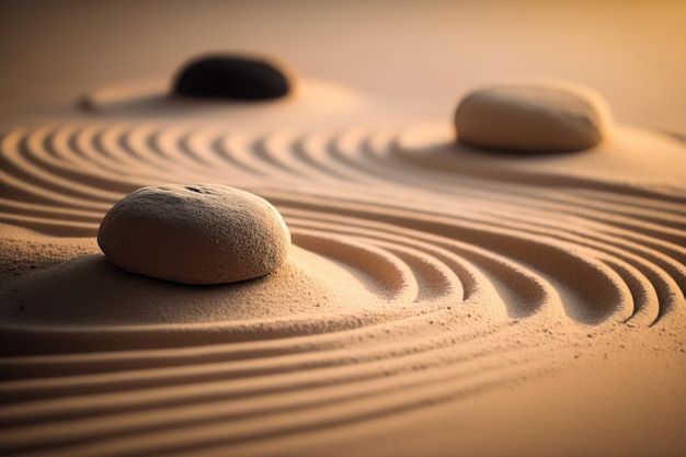 Zen Stones with lines in the sand spa therapy Illustrator AI Generative