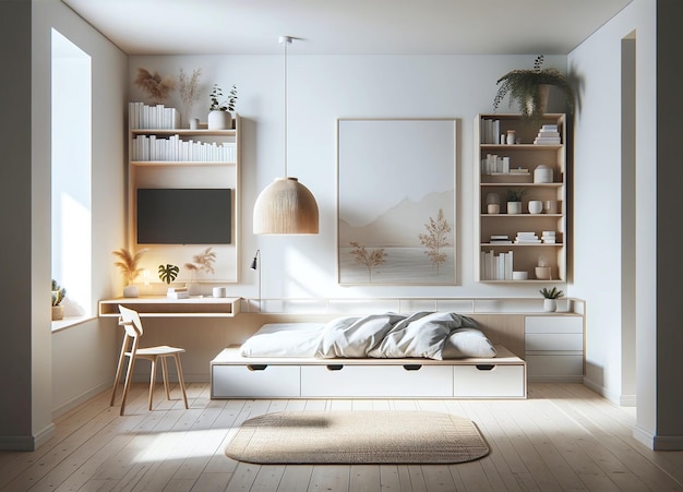 Zen Teen Space in Swedish style Light Wood and Tranquil Vibes