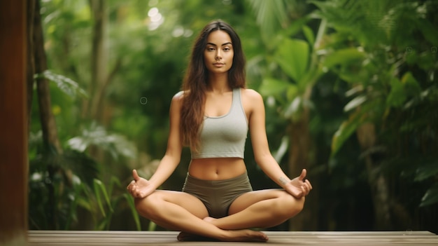 Zen in the tropics an asian girl embodies serenity in lotus pose for a healthy lifestyle on bali is