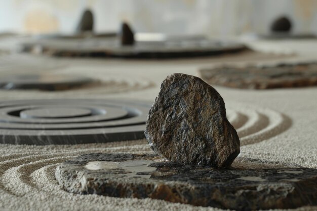 Zeninspired scenery with stones and sand fostering meditation