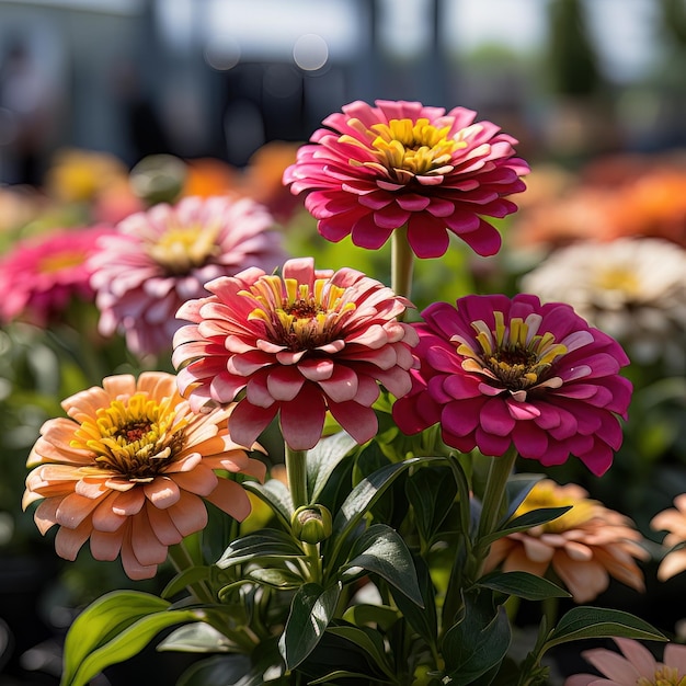 Zenith of Zinnias Spring background Photo