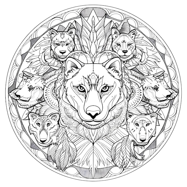 Zentangle stylized wolf Hand drawn vector illustration for adult anti stress coloring page