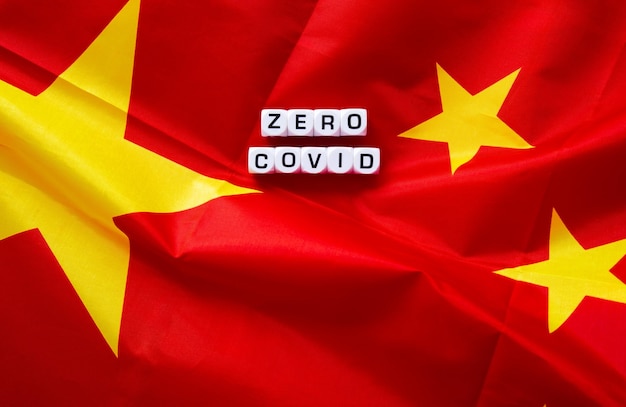 Zero covid-concept in China Vlag van China zonder covid-woorden