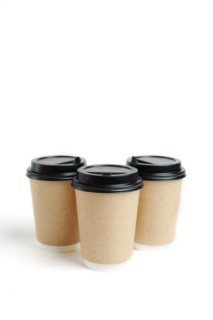 Zero waste coffee paper cup on the white background