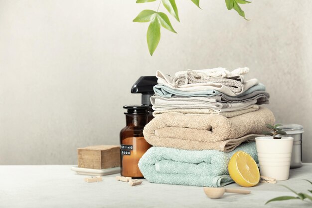 Photo zero waste concept eco friendly products for cleaning and care