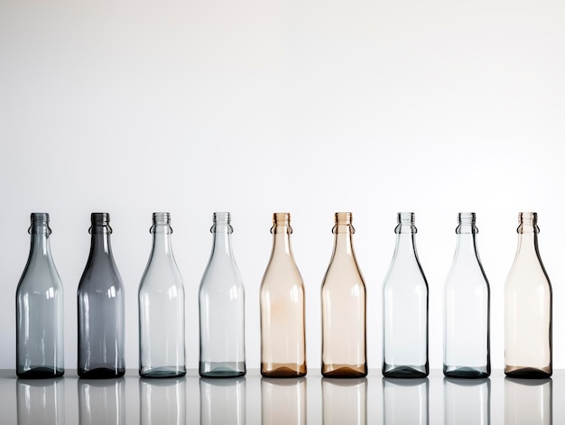 Zero waste concept glass transparent bottles