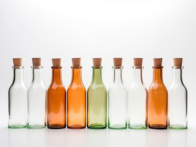 Foto bottiglie trasparenti in vetro a concetto zero rifiuti