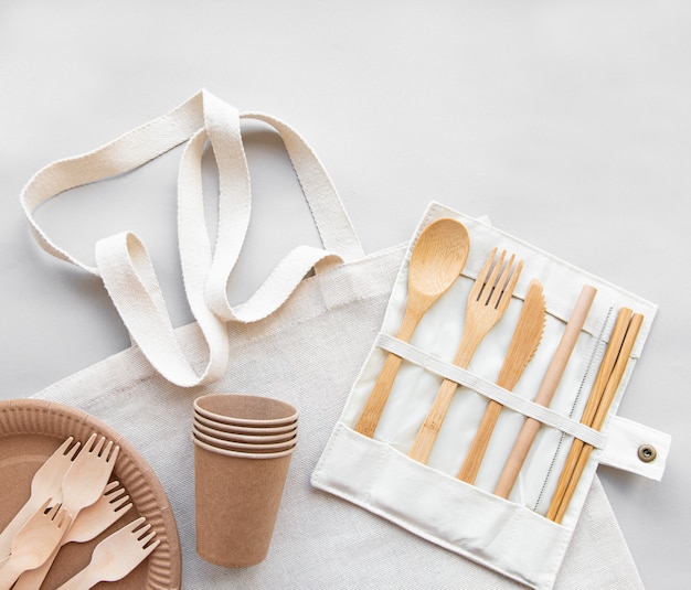 Zero waste concept,  recycled tableware