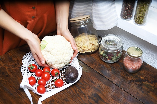 Foto zero sprechi concetti cibo sano