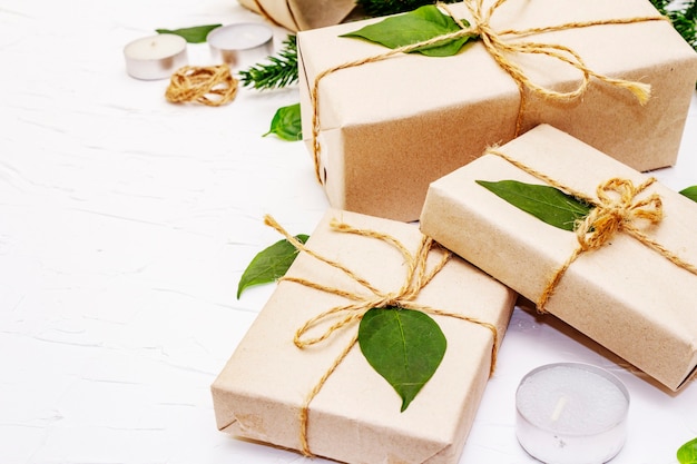 Zero waste-geschenkconcept met geschenkdozen