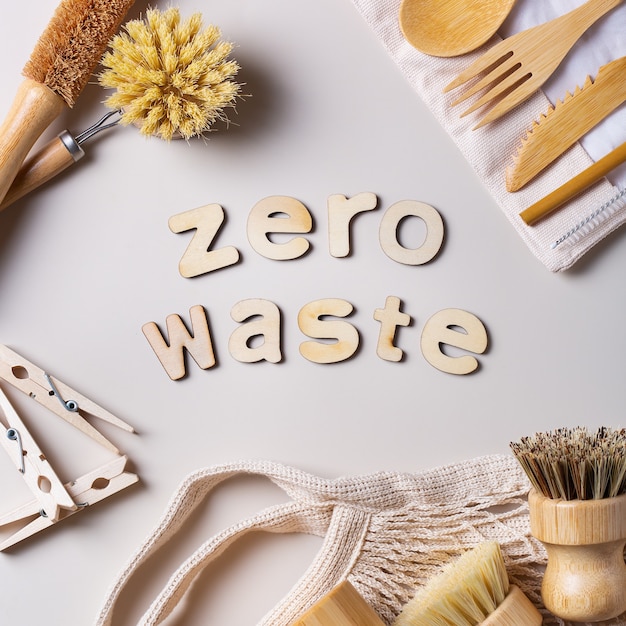 Zero waste set of plastic free and reusable kitchen utensils