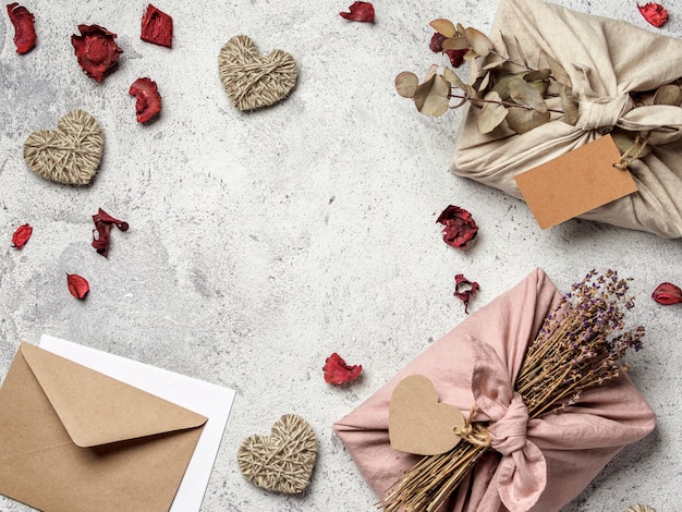 Zero waste Valentine's Day gift ideas concept.