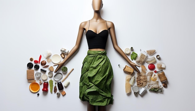 Photo zero waste woman minimalistic style used things renewed