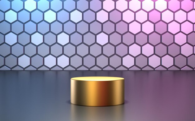 zeshoek 3d achtergrond podium goud productweergave illustratie weergave voor flyerontwerp, bedrijf