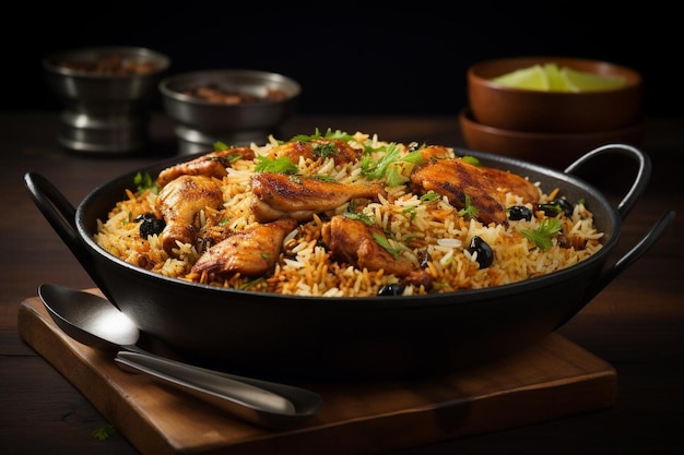 Andhra Zesty Biryani 백색 배경에 Biryani 사진 촬영