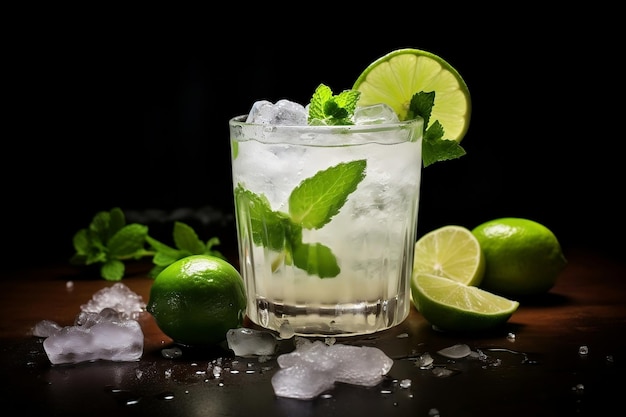 Zesty Libation Cocktail with Lime Generative AI