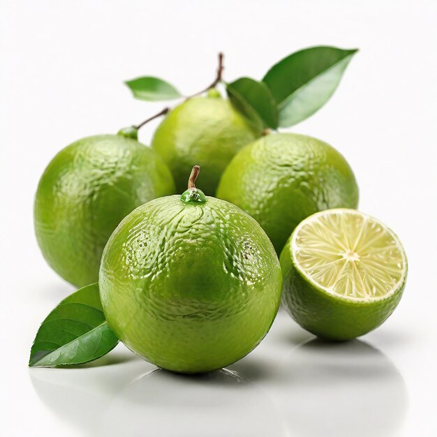 Zesty Limes on Solid White Background