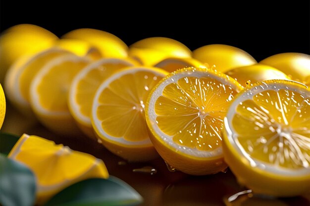 Zesty panorama lemons arranged for a bright and refreshing backdrop