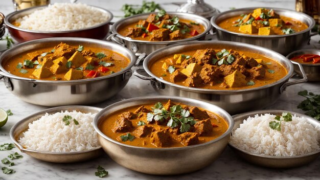 Zet het podium voor een heerlijke Zuid-Indiase curry door een verscheidenheid aan currygerechten te rangschikken