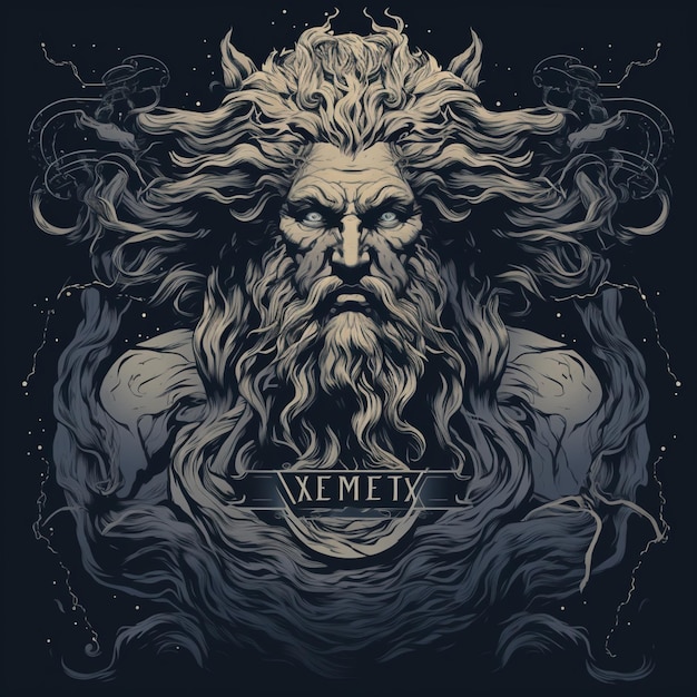 Zeus god of lightning printable vector art myth ai generated art