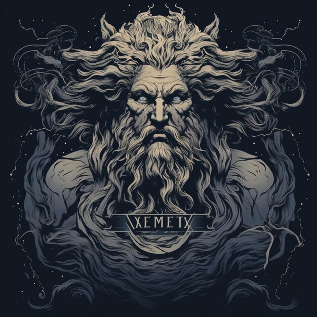 Foto zeus god van de bliksem printable vector kunst mythe ai gegenereerde kunst