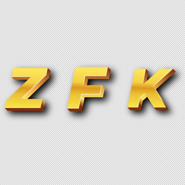 ZFK Gold Logo Icon geïsoleerde witte achtergrond doorzichtig