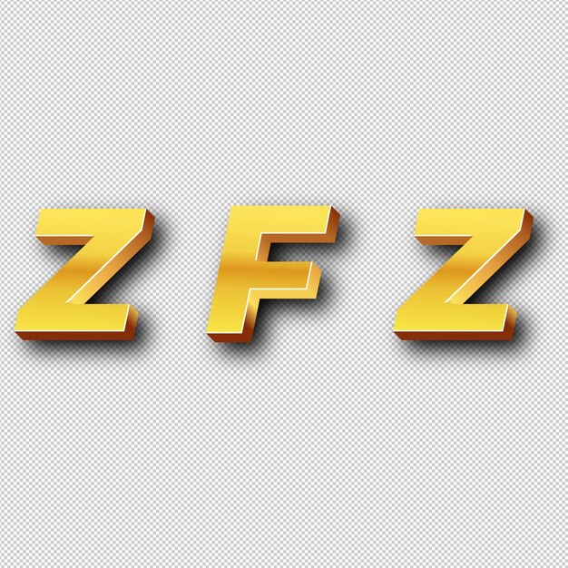ZFZ Gold Logo Icon Isolated White Background Transparent