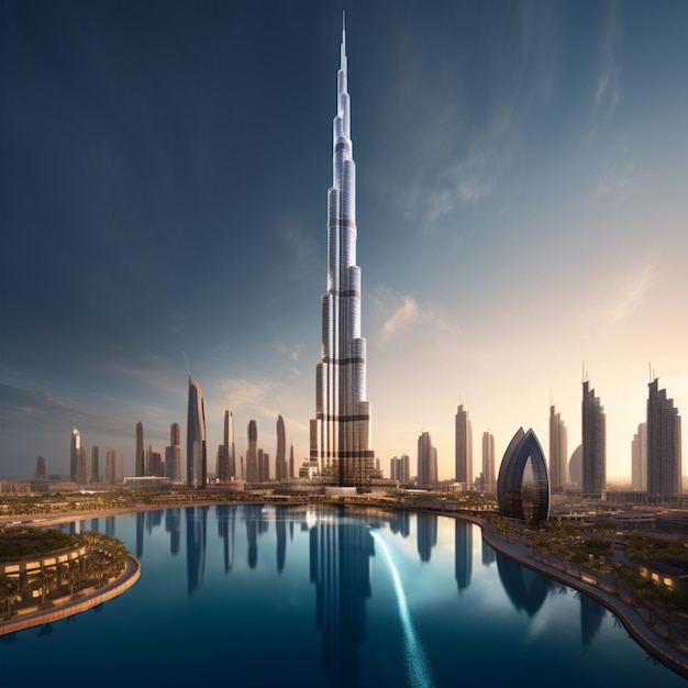 Zicht op de Burj Khalifa-toren en een deel van de stad